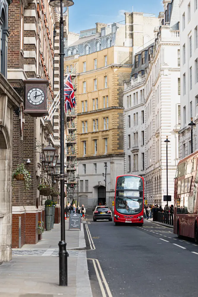 London England Street with British Flags